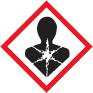 Farosymbol enligt det globala varningsystemet GHS för när något är farligt för hälsan.